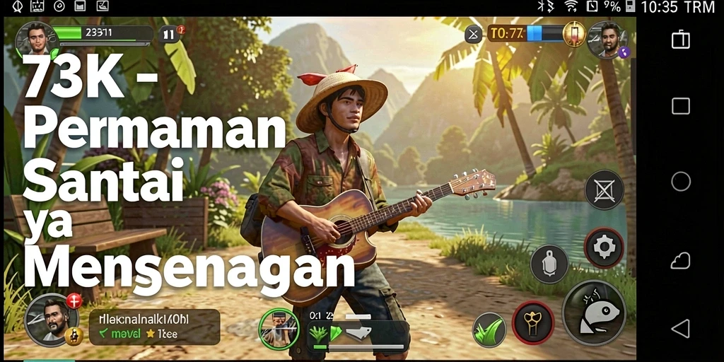 Tampilan gameplay 73K yang menyenangkan dan berwarna.