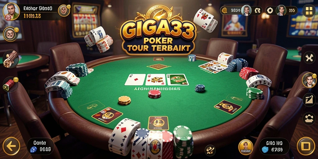 Tangkapan layar menunjukkan gameplay seru GIGA33 dengan pemain poker aktif.