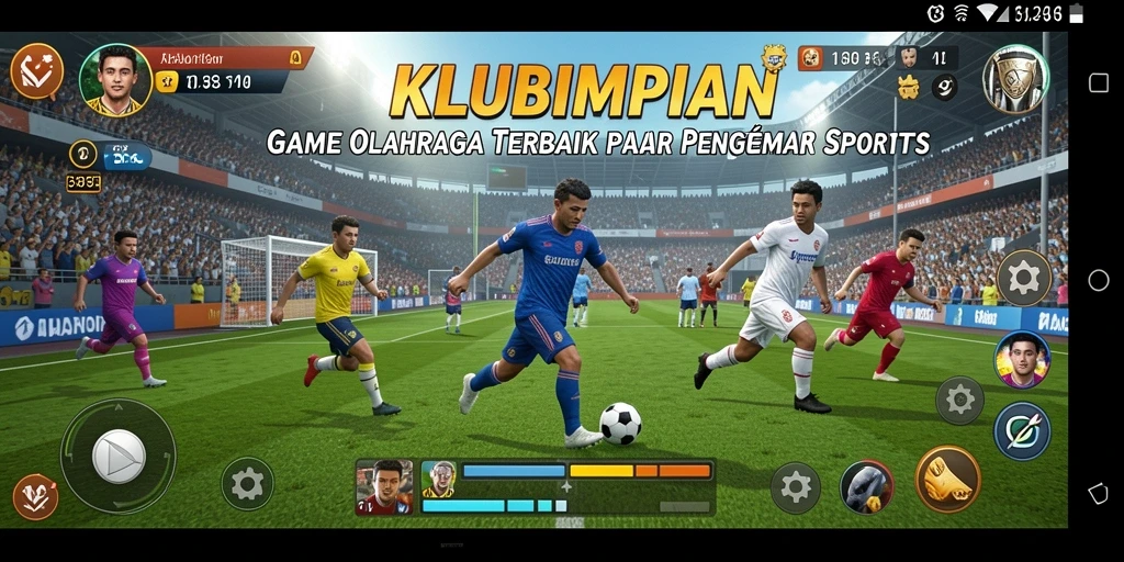 Tampilan gameplay seru dari KLUBIMPIAN dalam aksi olahraga.