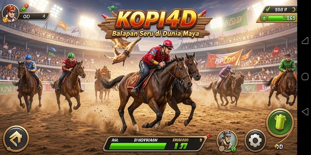 Tangkapan layar gameplay KOPI4D menampilkan balapan mendebarkan di lintasan yang menantang.