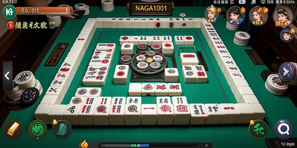 Screenshot NAGA1001 menampilkan aksi seru permainan Mahjong.