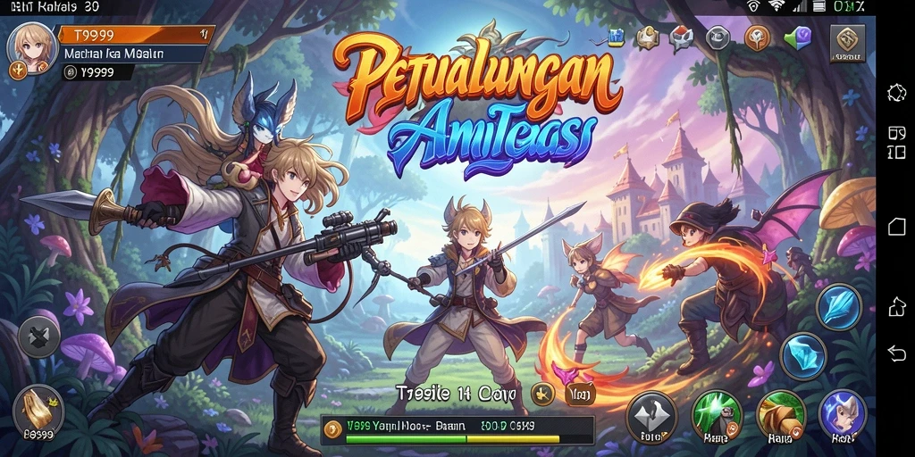 Tangkapan layar utama dari gameplay T9999 menampilkan aksi seru dalam dunia Anime.
