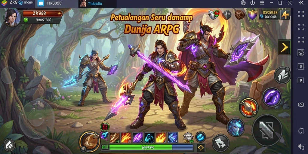 Screenshot dari ZK988 menampilkan pertempuran ARPG yang mendebarkan.
